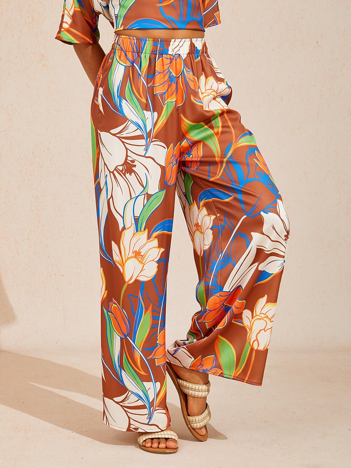 Desert Orchid Silky Satin Wide Leg Pants