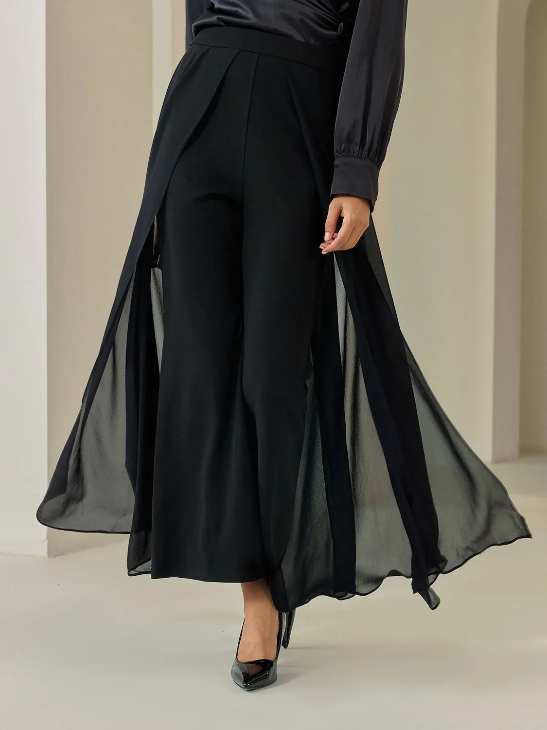 Full Length Chiffon High Elasticity Palazzo Pants