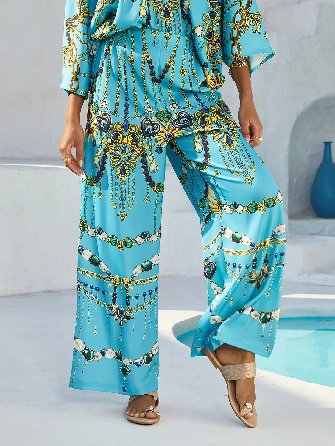 Vintage Jewelry Silky Satin Straight Leg Pants