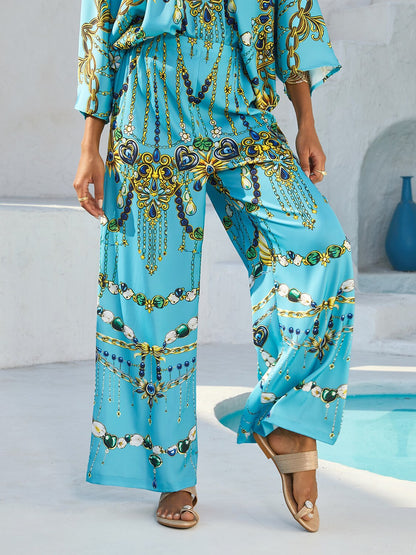 Vintage Jewelry Silky Satin Straight Leg Pants