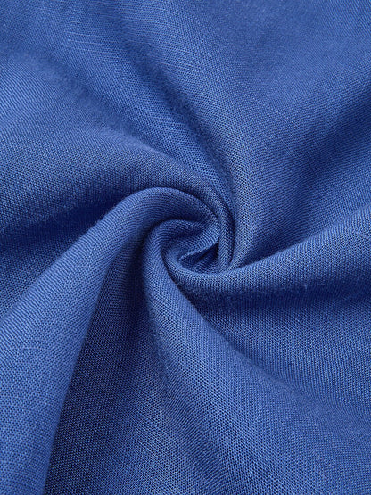 Linen Blend Asymmetric Collar Inverted Pleat Top