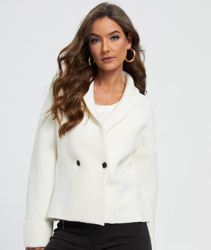 Acrylic Ribbed Knit Solid Sweater Jacket Shirt