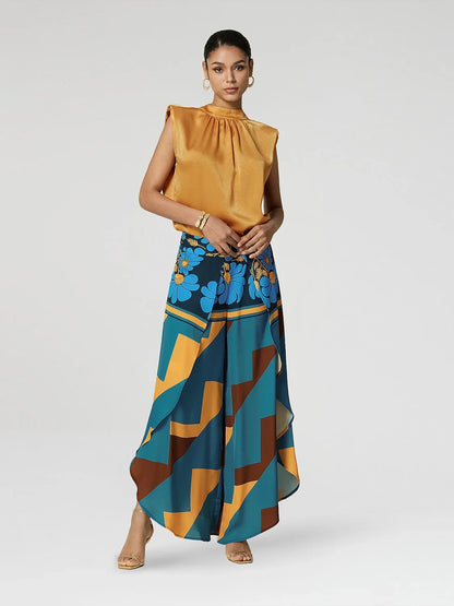 Satin Shimmery High Neck Blouse