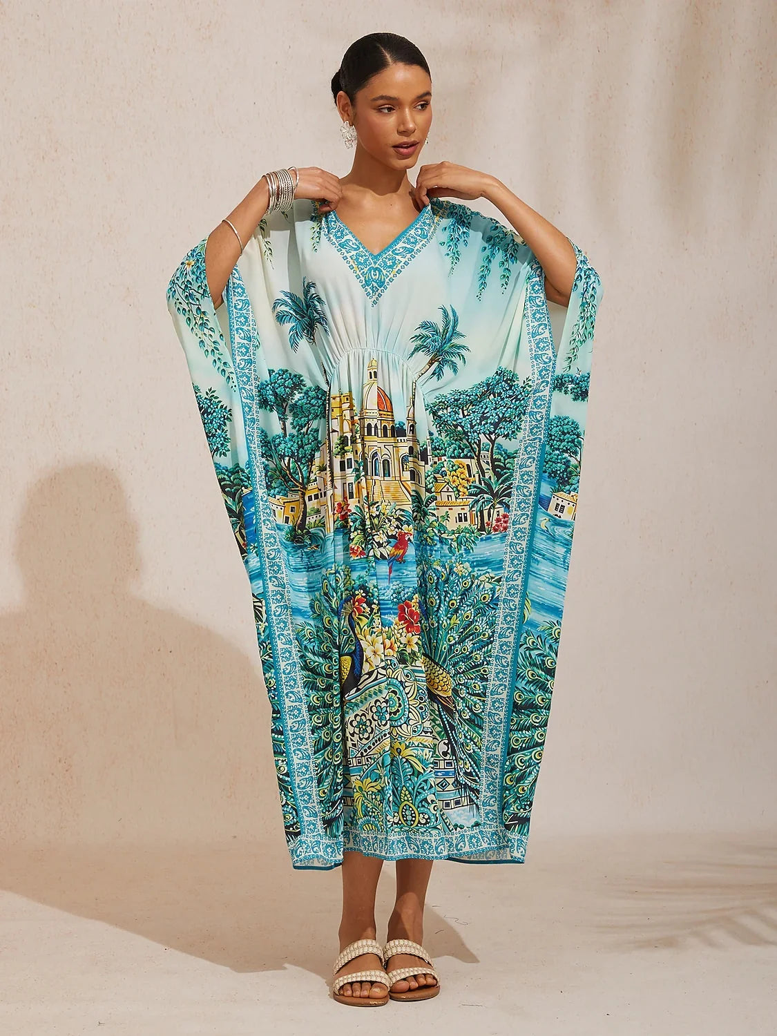 Vintage Jewelry Chiffon Vacation Kaftan