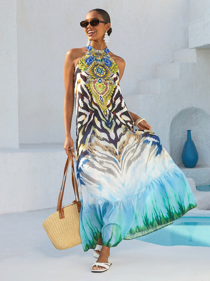 Ätherisches Quallen-Chiffon-Maxikleid mit schwebendem Design