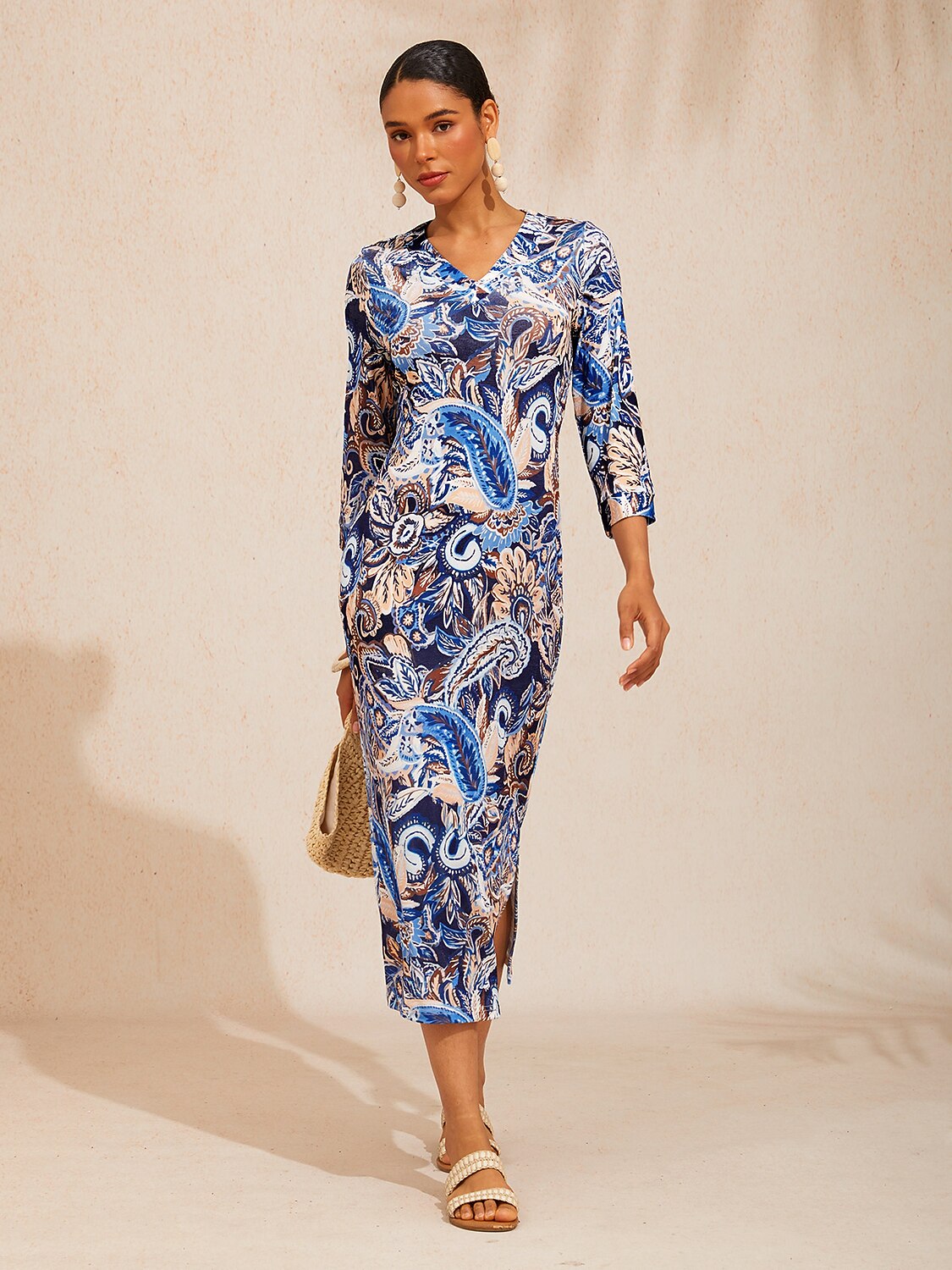 Ocean Paisley Flora High Stretch Knit Dress