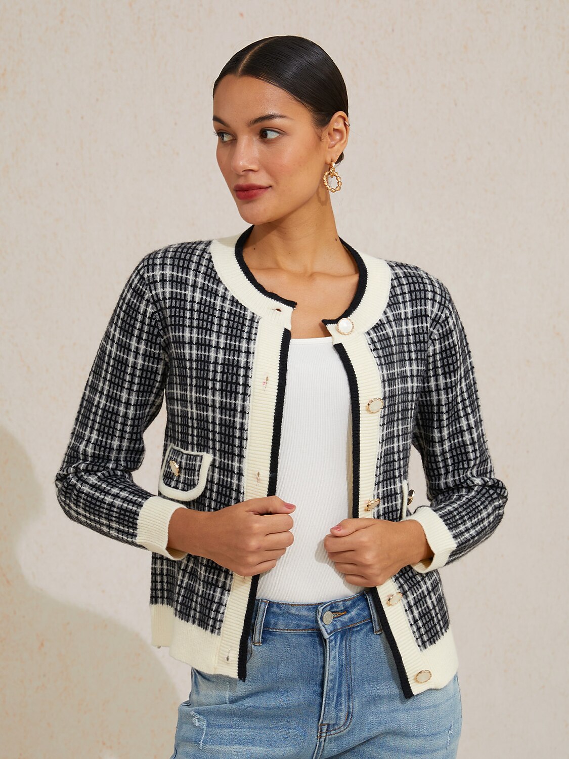 Paris Noir Knit Arctic Fleece Chic Knit Cardigan