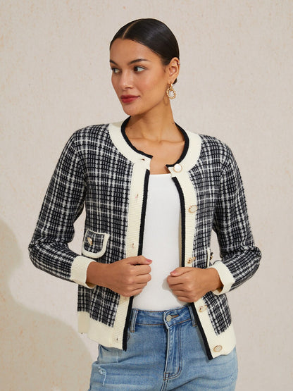 Paris Noir Knit Arctic Fleece Chic Knit Cardigan