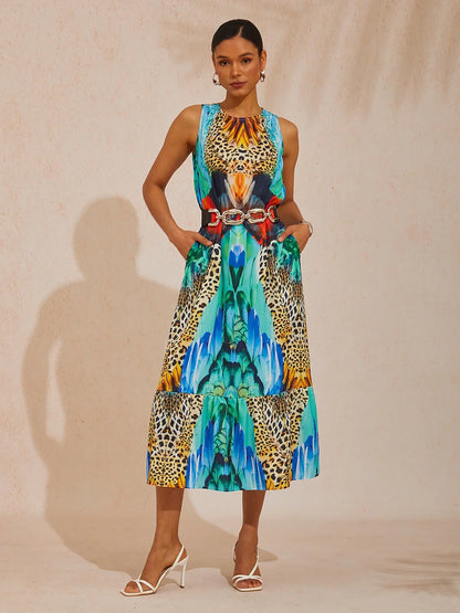 Jungle Wild Party Silky Satin Maxi Dress