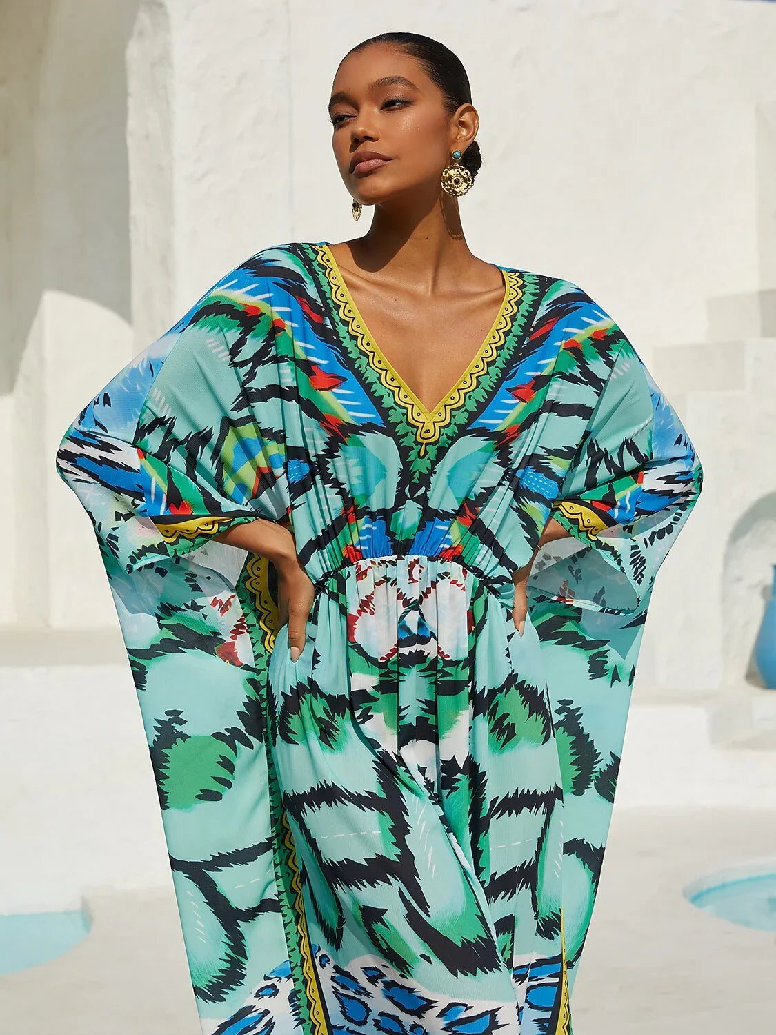 Vintage Jewelry Chiffon Vacation Kaftan