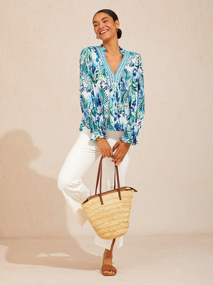 Ocean Bloom Escape Viscose Blouse