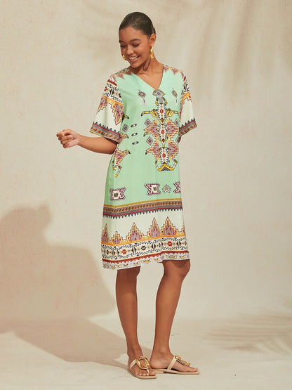 Santorini Summer Silky Satin Mini Dress