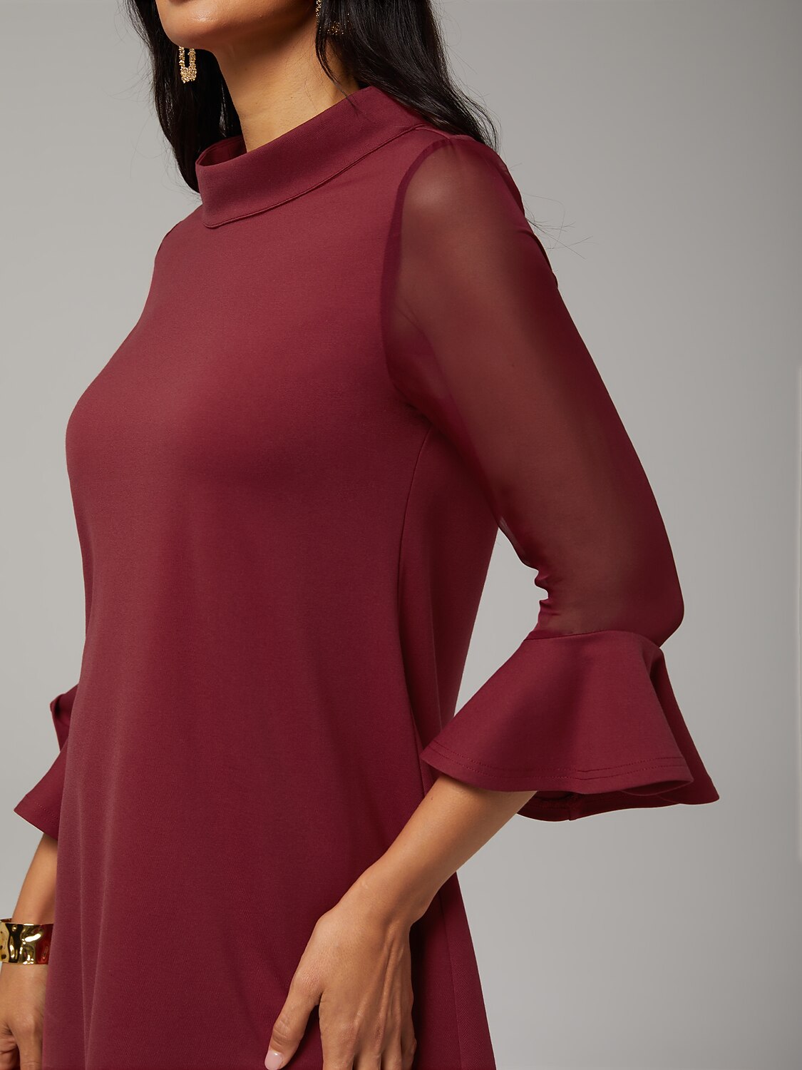 Blouse en Chiffon Modal Coupe Ajustée, Voilée, Légère et Respirante