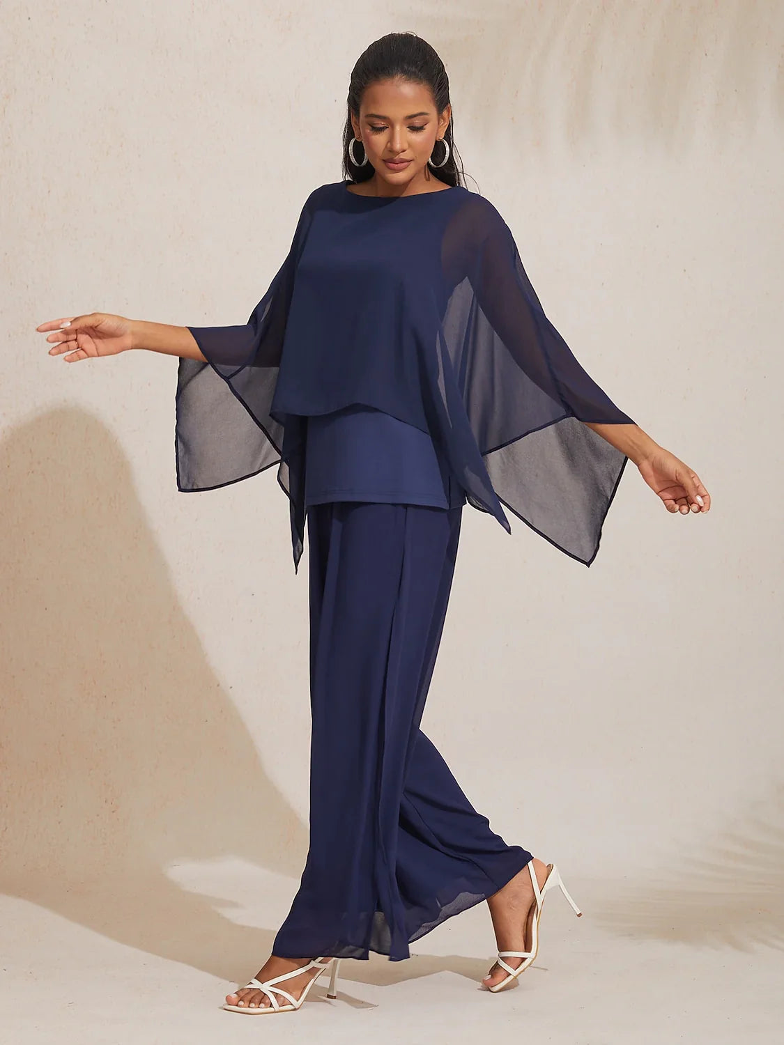 Elegant Slit Layered Wide Leg Pants