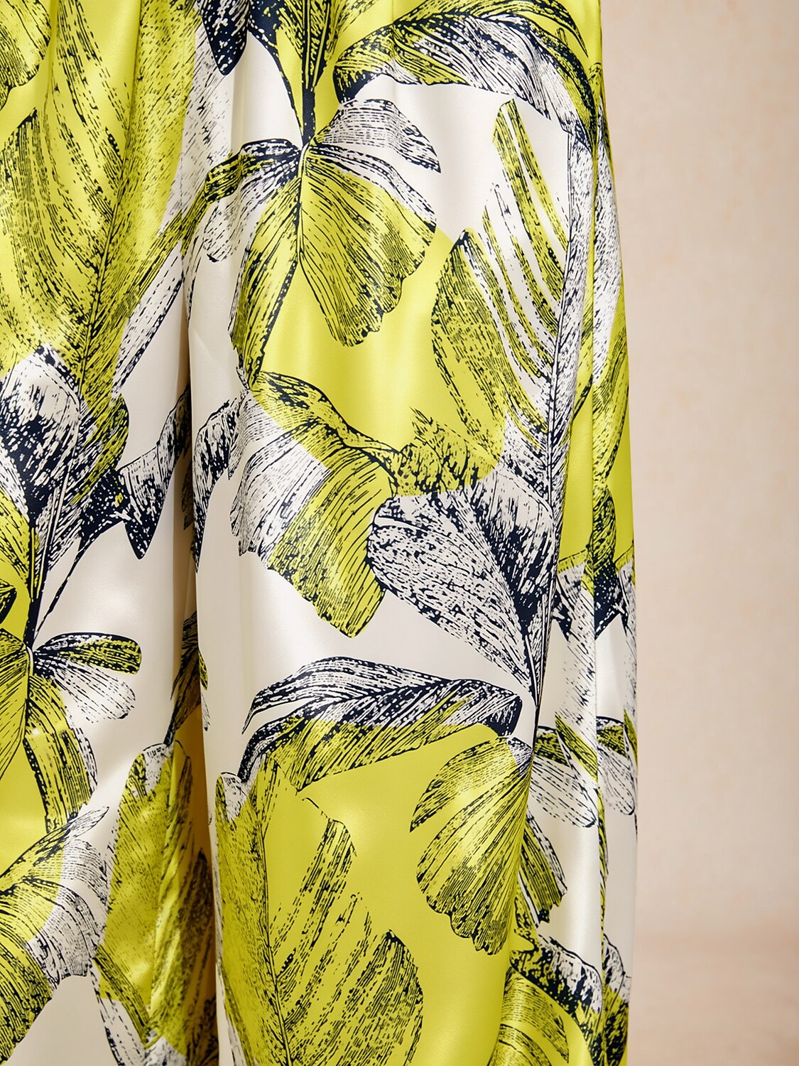 Citrus Palm Luxe Silky Satin Wide Leg Pants