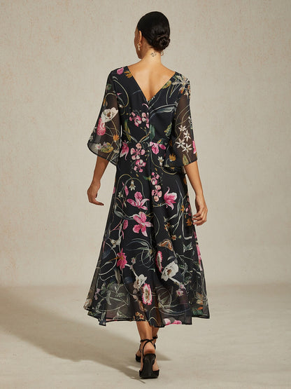 Jungle-Schmetterling Fließendes Chiffon-Maxikleid