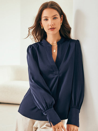 Vacation Silky Satin Simple Blouse