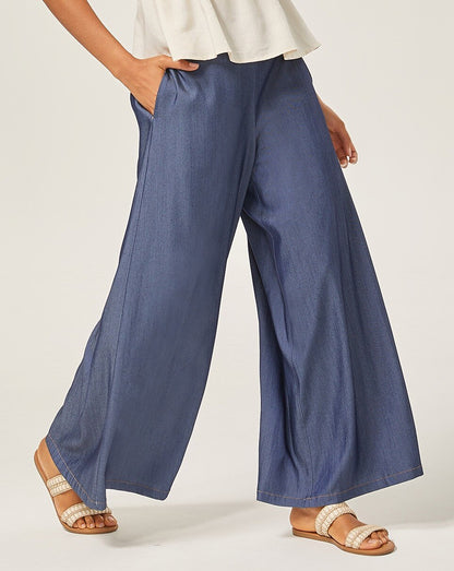 Alltagstaugliche lässige Tencel-Denim-Hose mit weitem Bein