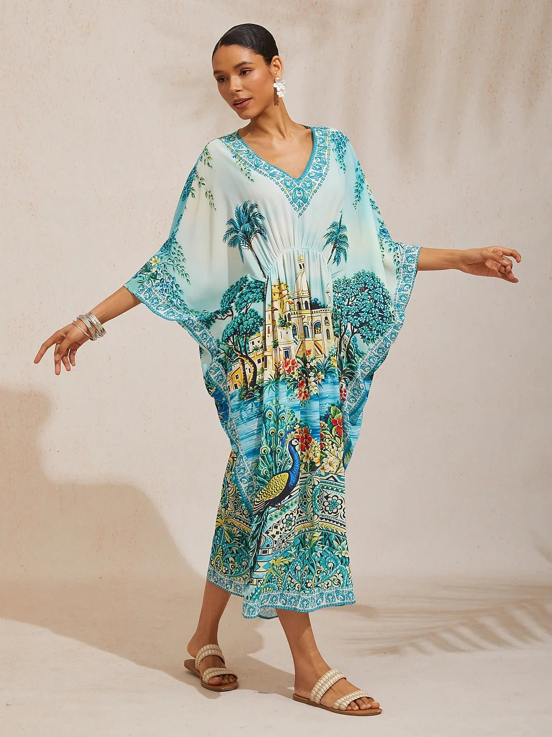 Vintage Jewelry Chiffon Vacation Kaftan