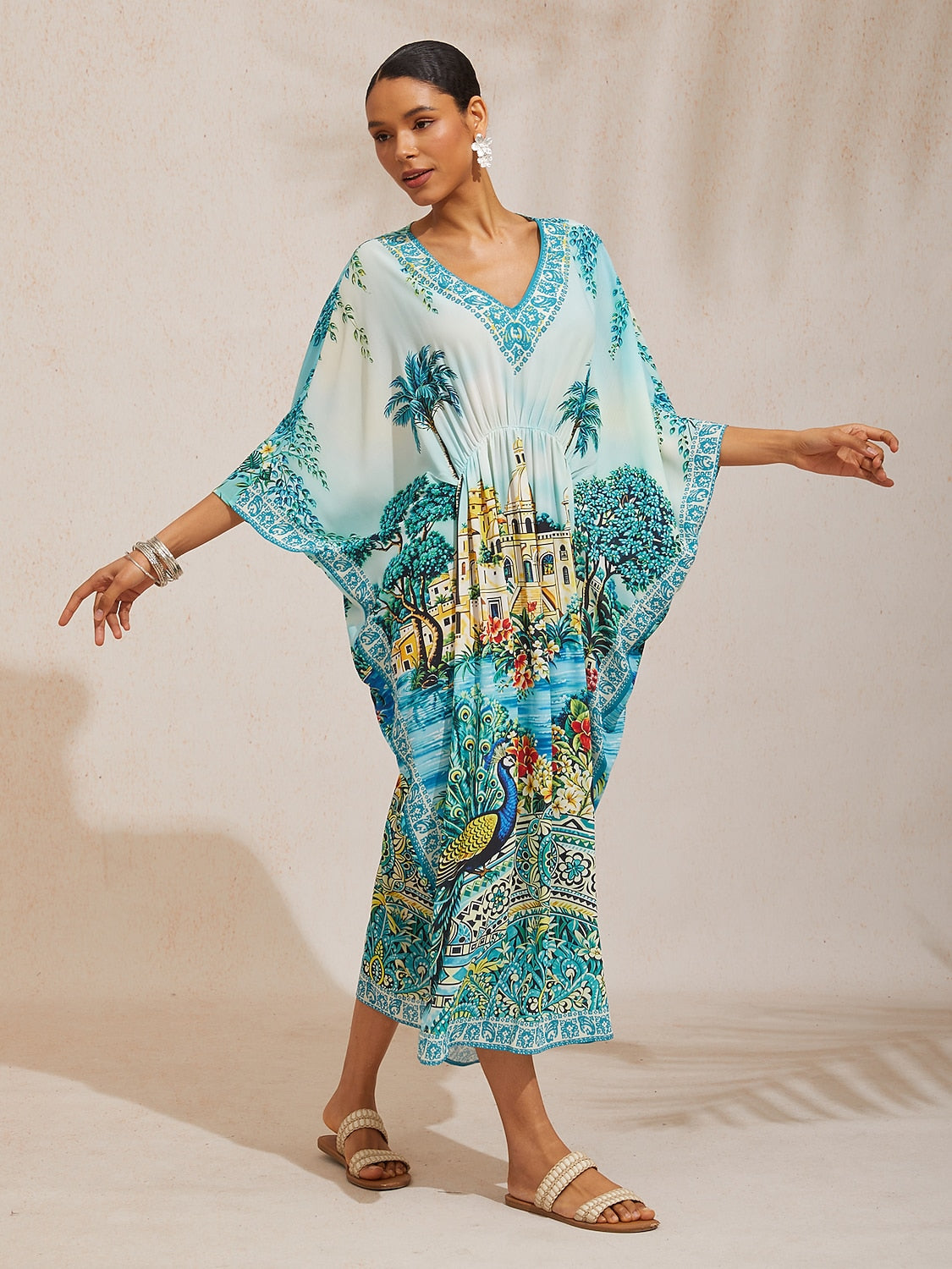 Boho Paisley Flowy Chiffon Kaftan