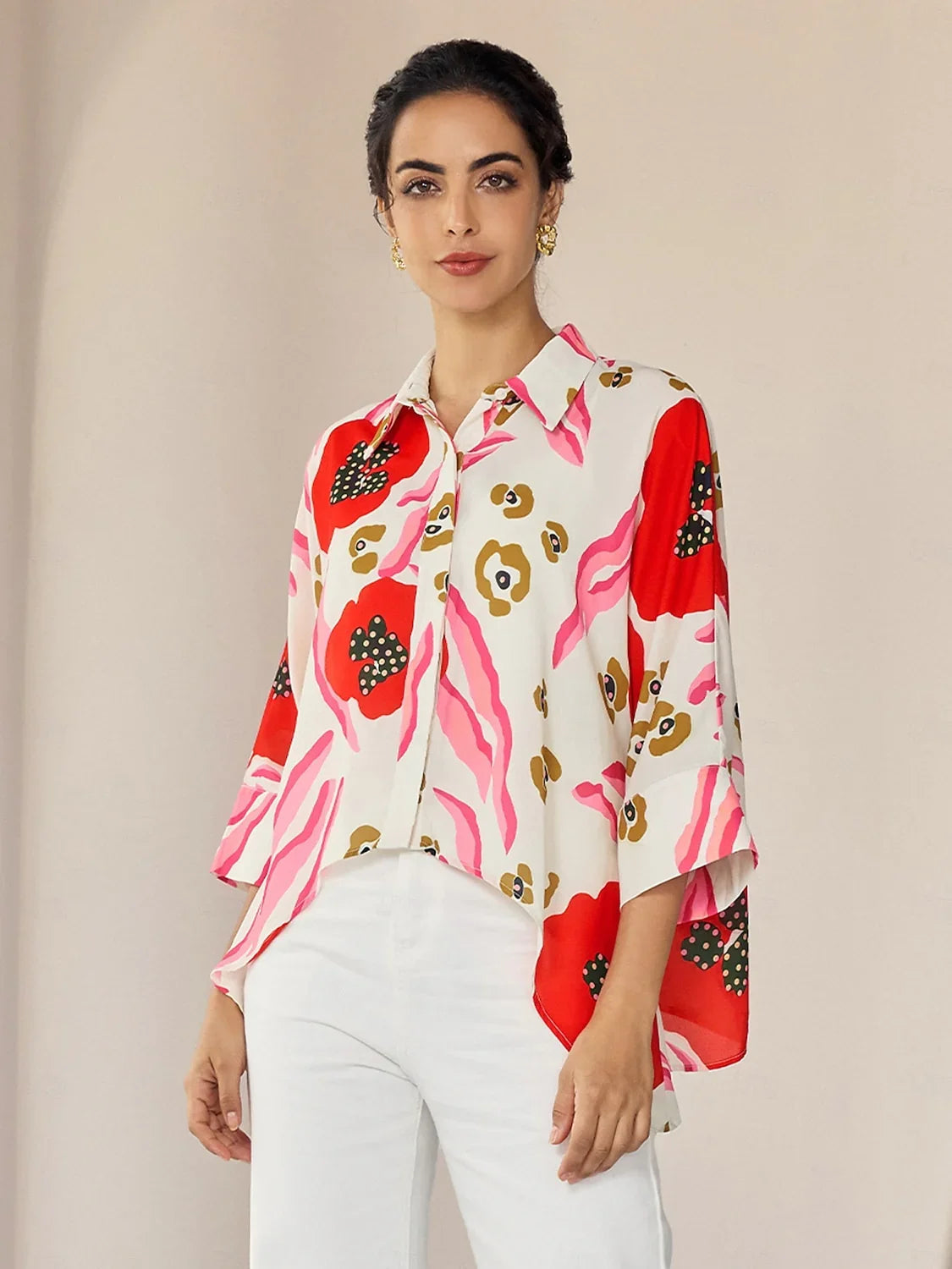 Chiffon Floral Print Casual Daily Shirt