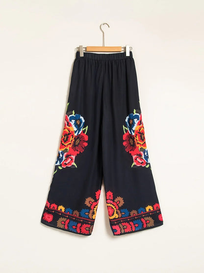 Chiffon Floral Print Elasticated Waistband Pants