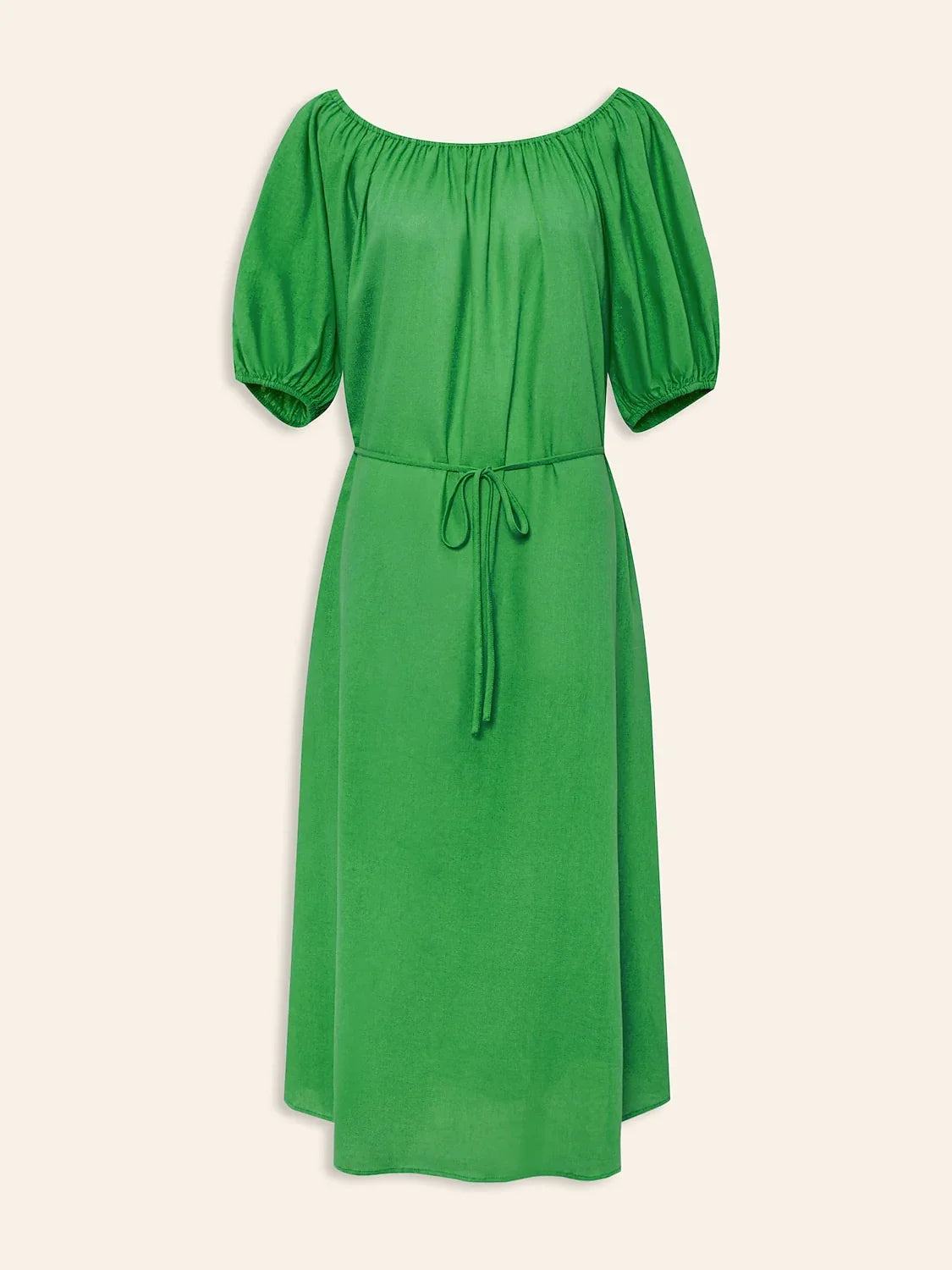 Cotton Resort Loose Fit Off-Shoulder Puff Maxi Dress