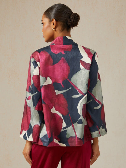 Berry Canvas Herringbone Satin Jacket