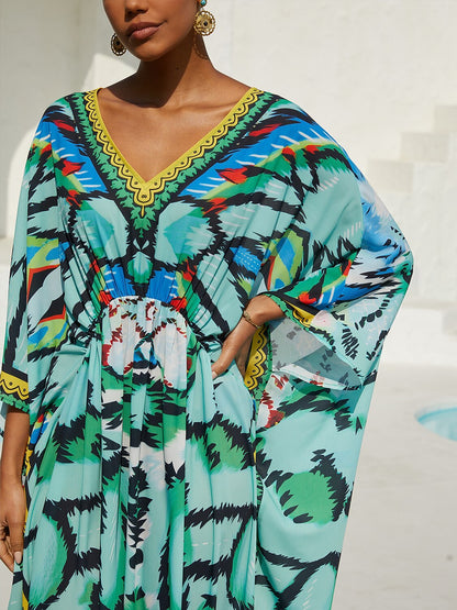 Vintage Jewelry Chiffon Vacation Kaftan