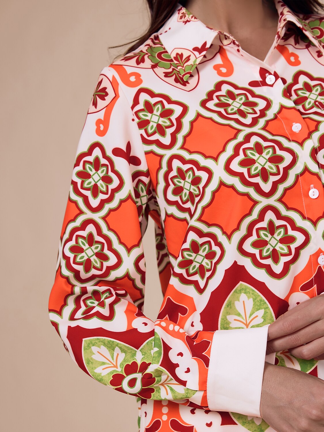 Satin Bohemia Casual Long Sleeve Shirt
