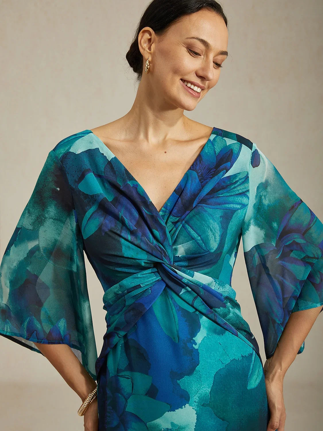 Jungle Butterfly Flowy Chiffon Maxi Dress