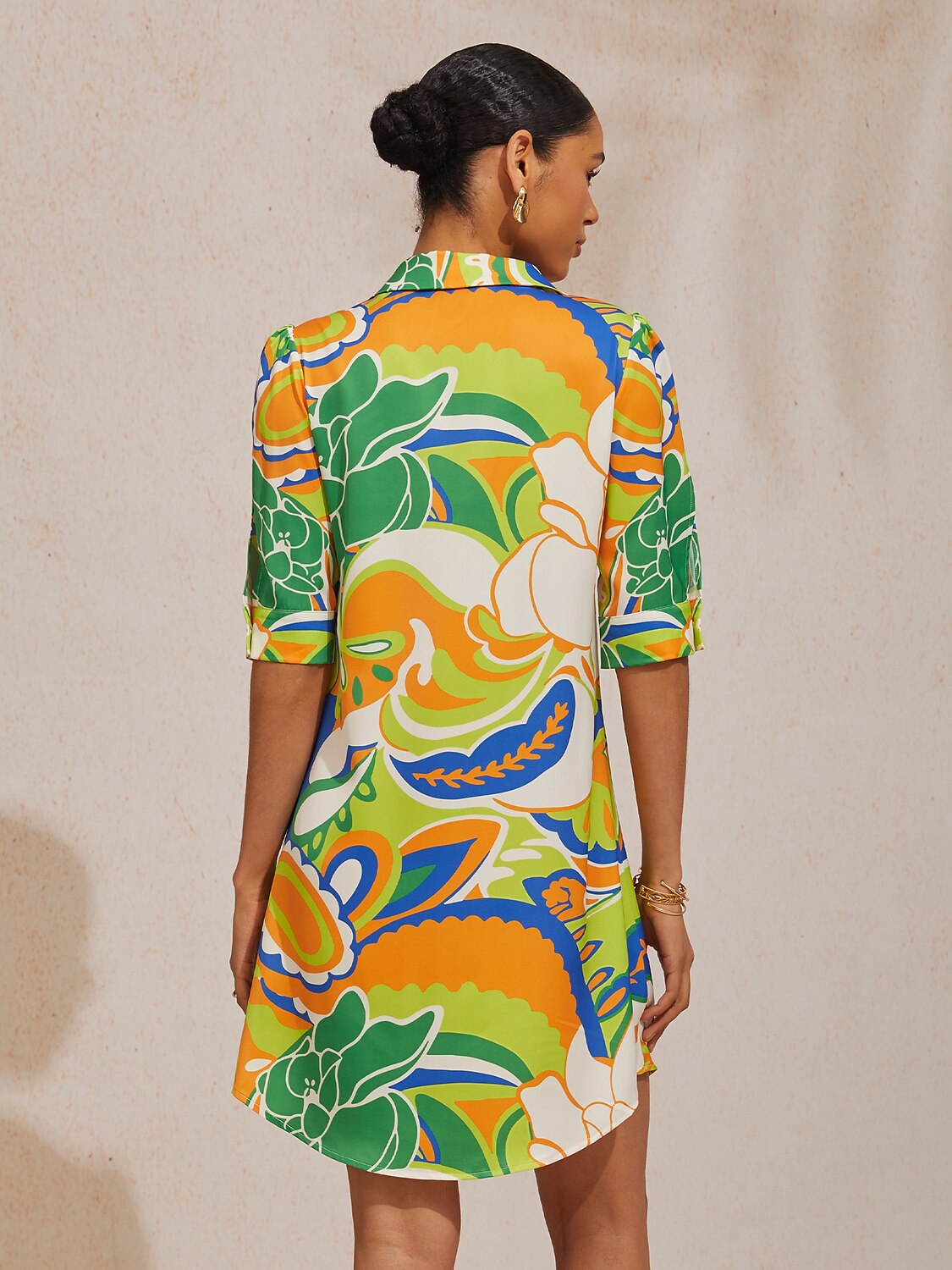 Jungle Wild Party Silky Satin Straight Shirt Dress