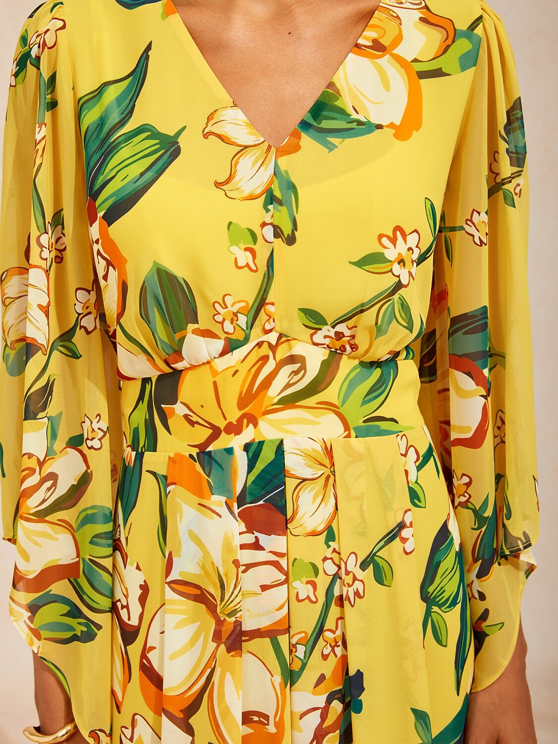 Lime Magnolia Glow Flowy Chiffon Maxi Dress