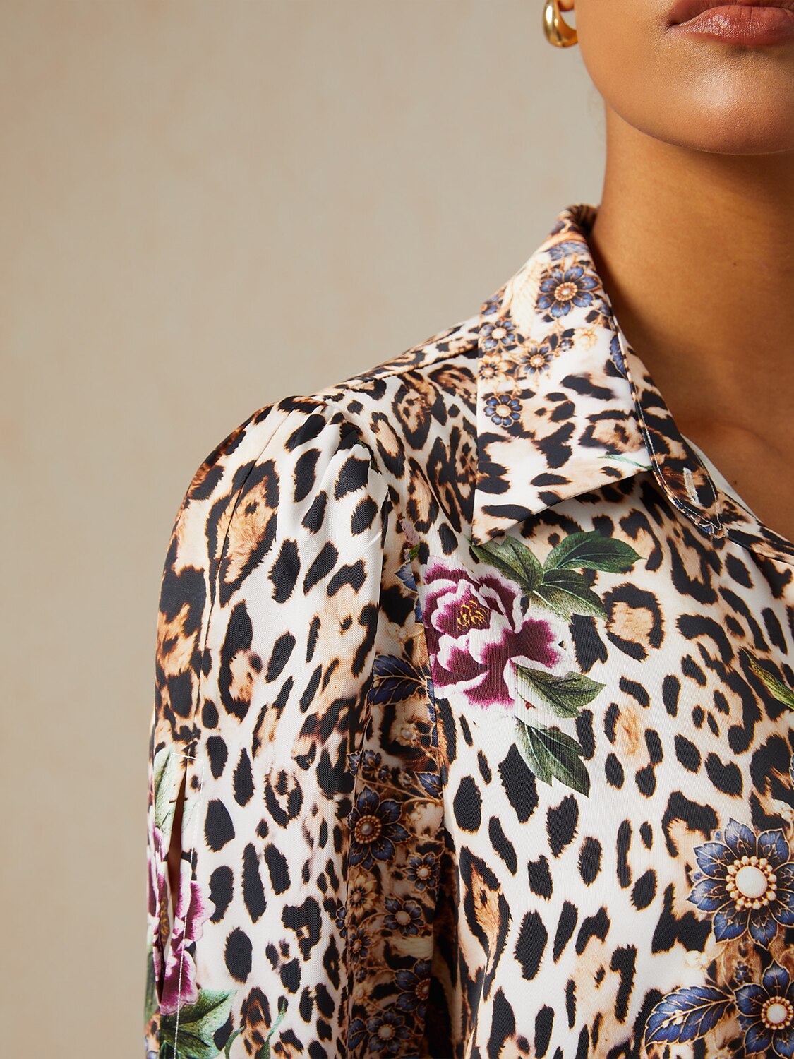 Noir Geometry Silky Satin Shirt Dress