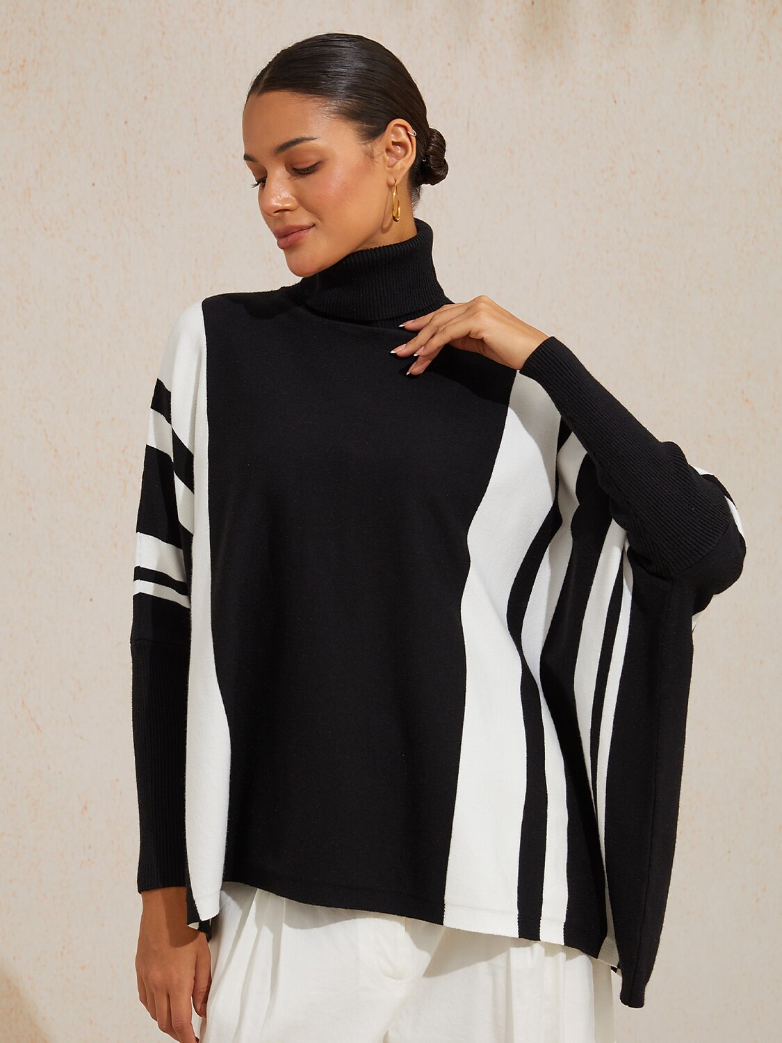 Ribbed Knit Turtleneck Sweater