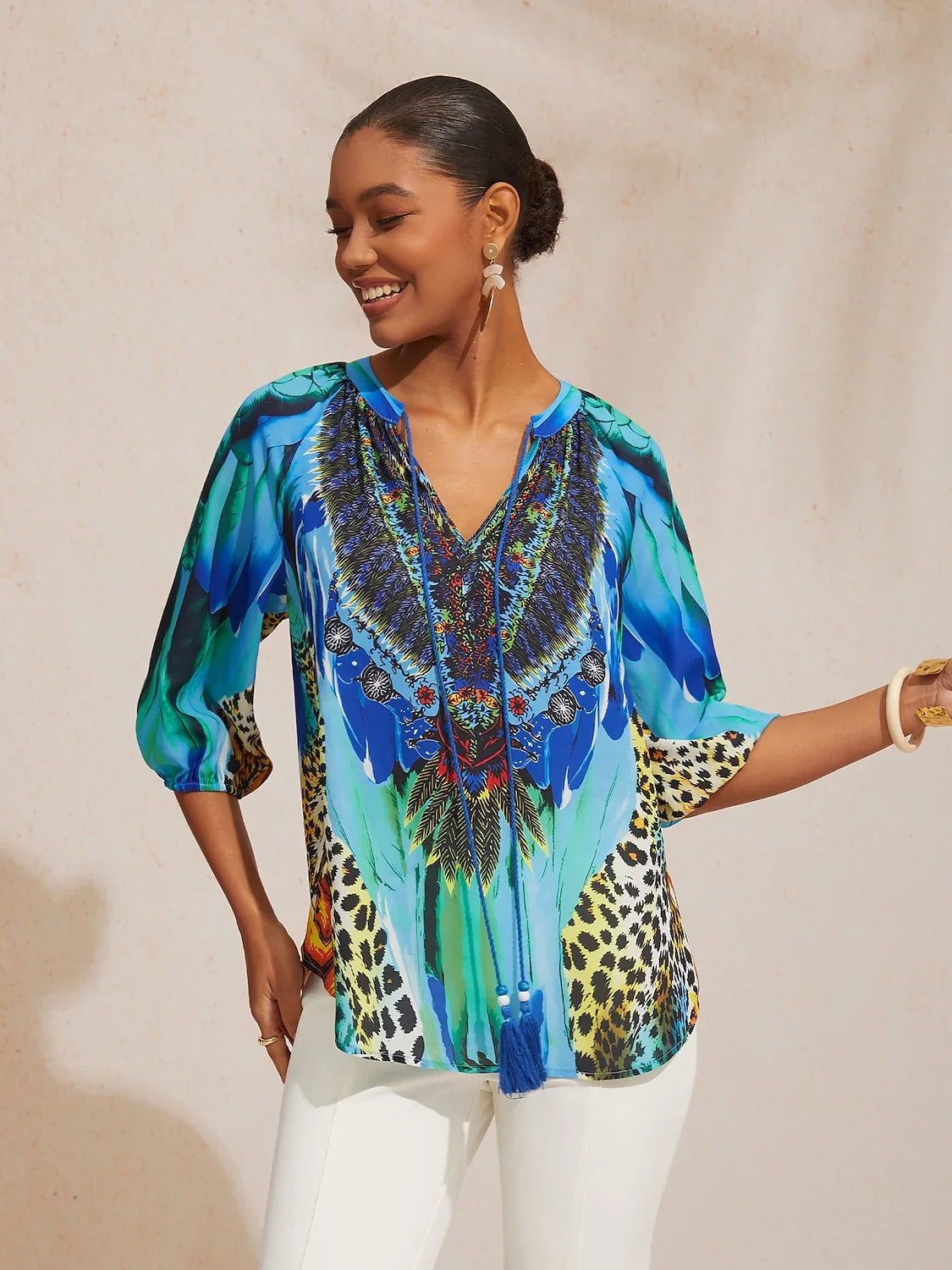 Jungle Wild Party Flowy Chiffon Blouse
