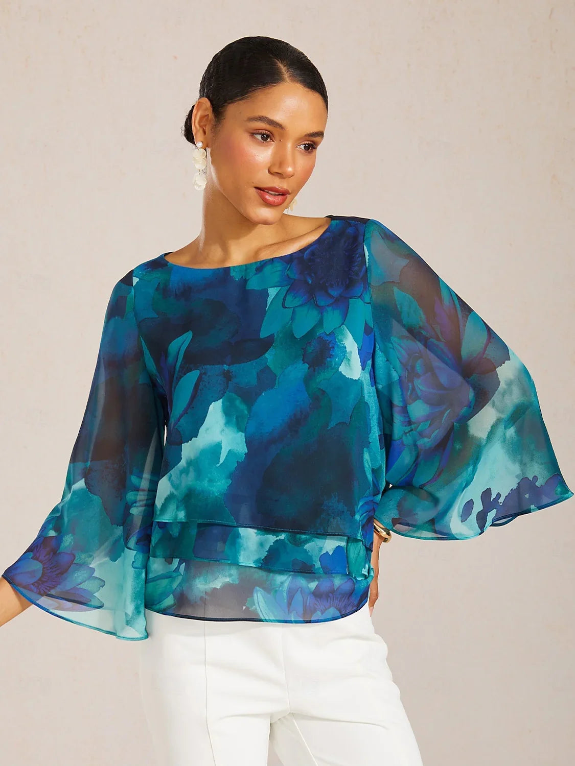 Jungle Butterfly Flowy Chiffon Top
