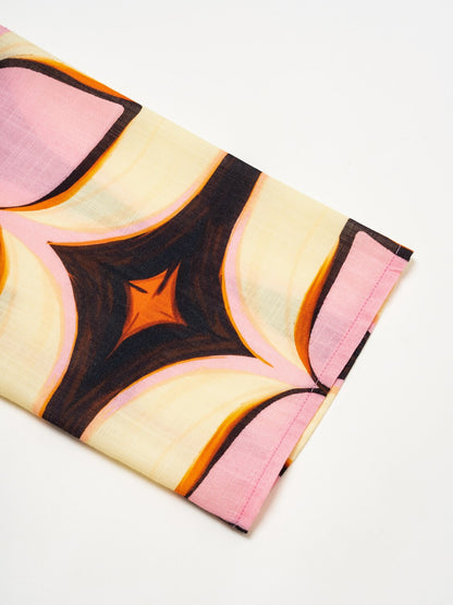 Geometric Print Notched Collar Maxi Dress