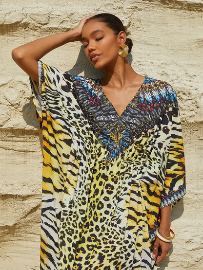 Vintage Jewelry Chiffon Vacation Kaftan