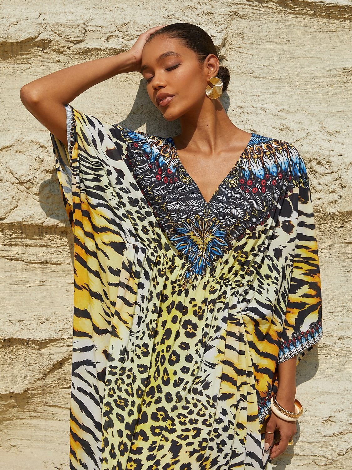 Vintage Jewelry Chiffon Vacation Kaftan