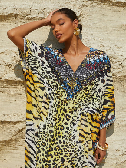 Vintage Jewelry Chiffon Vacation Kaftan