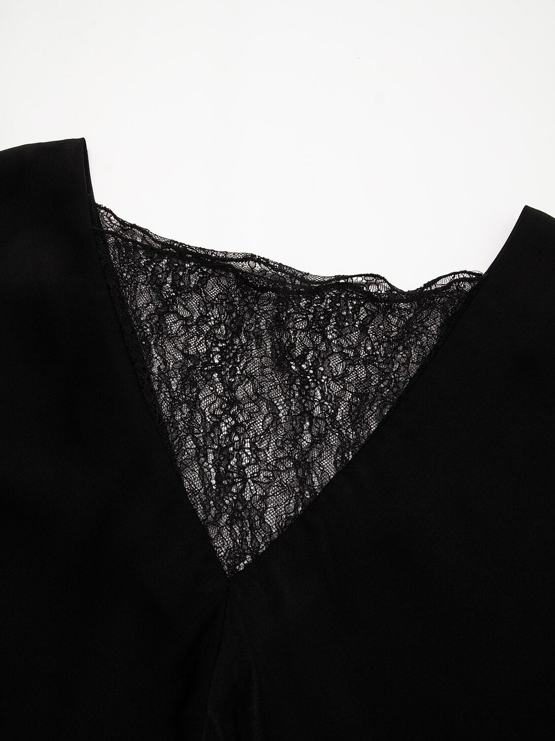 Solid Color Batwing Sleeve Lace Patchwork Satin Blouse