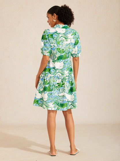 Graphic Art Mustang Linen Look Midi Dress