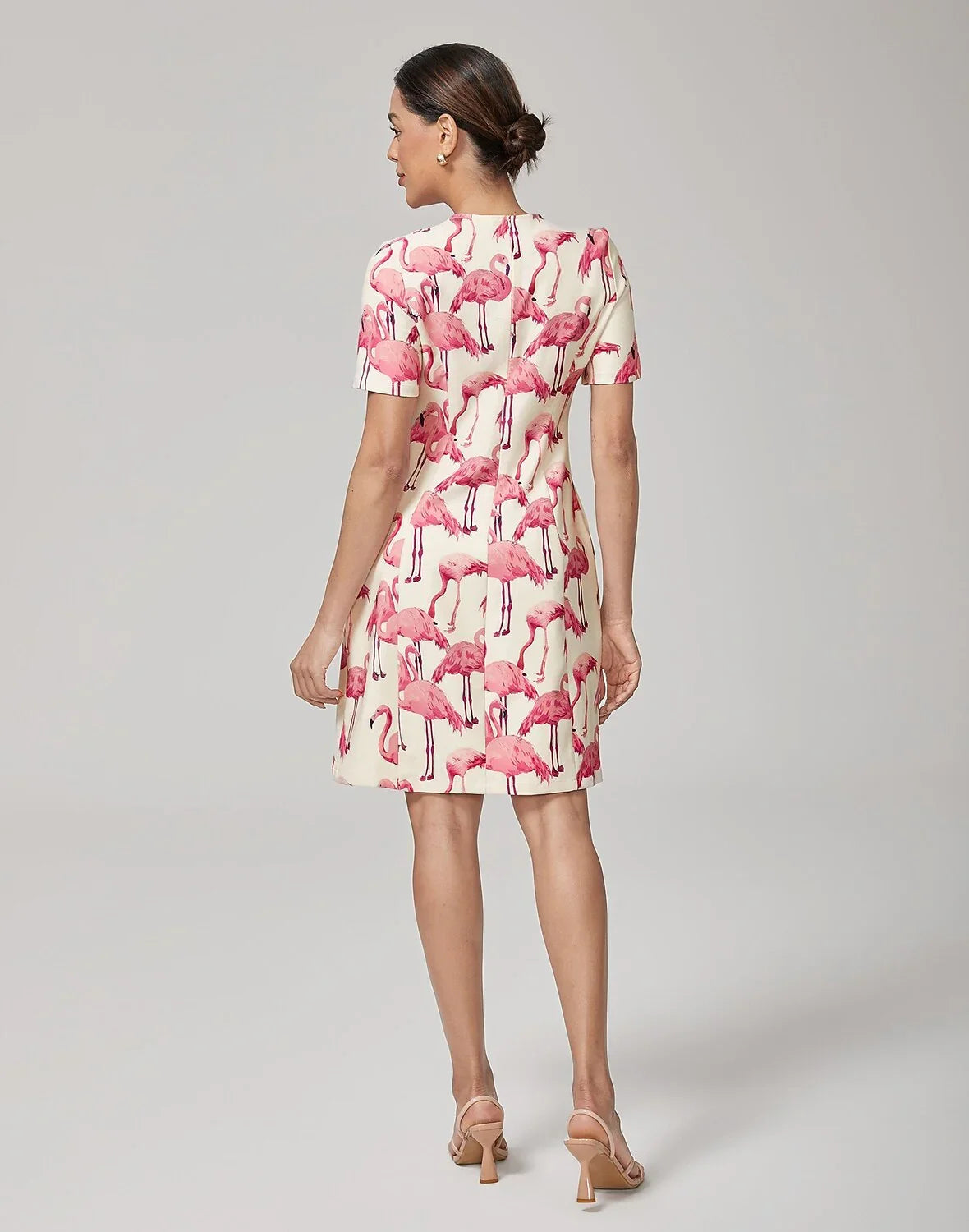 Flamingo Print Stretch Mini Dress