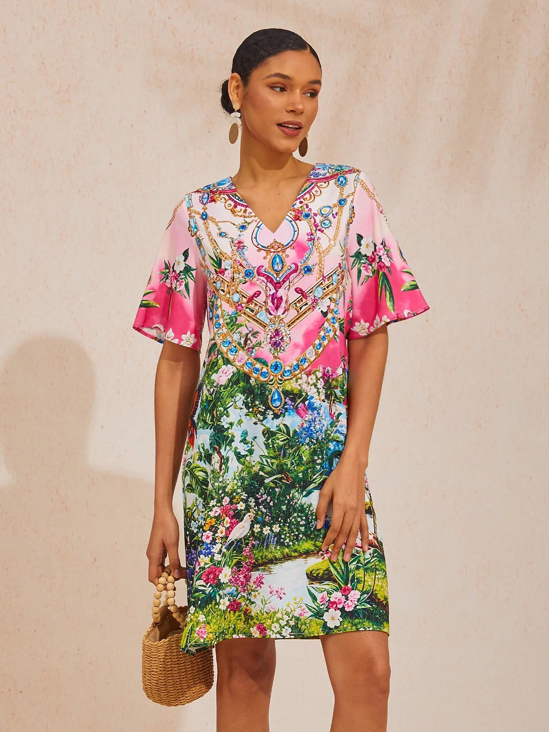 Santorini Summer Silky Satin Mini Dress