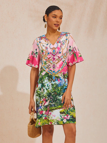 Santorini Summer Silky Satin Mini Dress