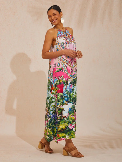 Jungle Wild Party Silky Leopard Maxi Dress
