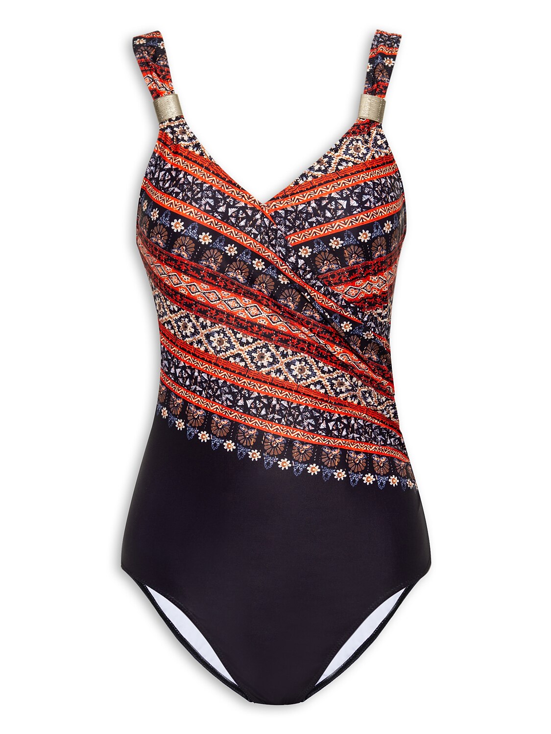 Floral Triangle V Neck One Piece Swimsuit