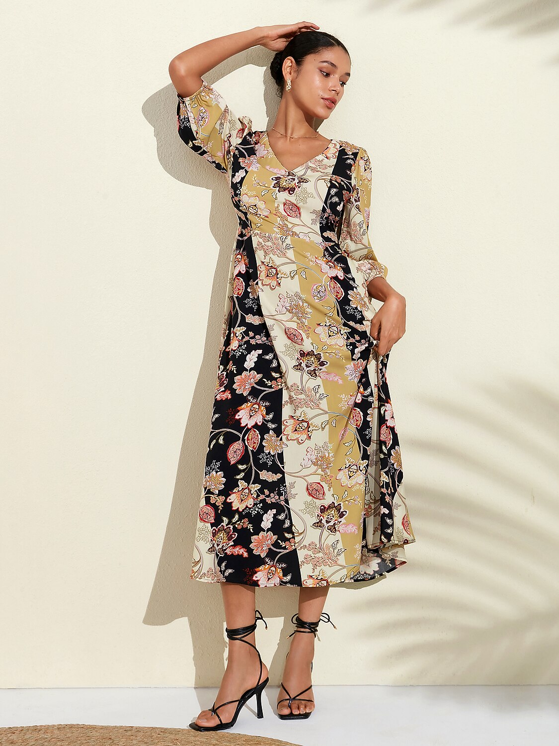 Floral Maxi Weddig Guest Dress with Pocket