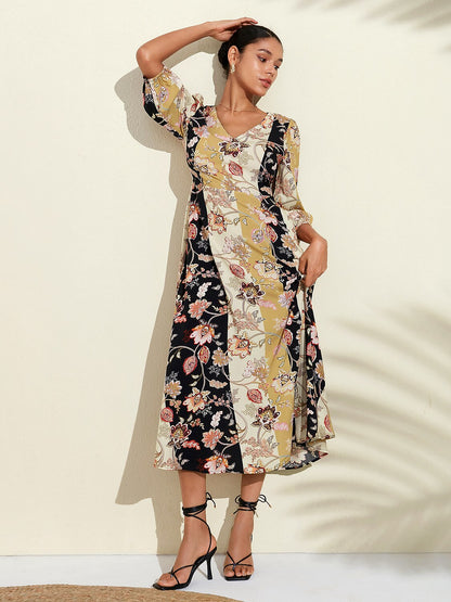 Floral Maxi Weddig Guest Dress with Pocket